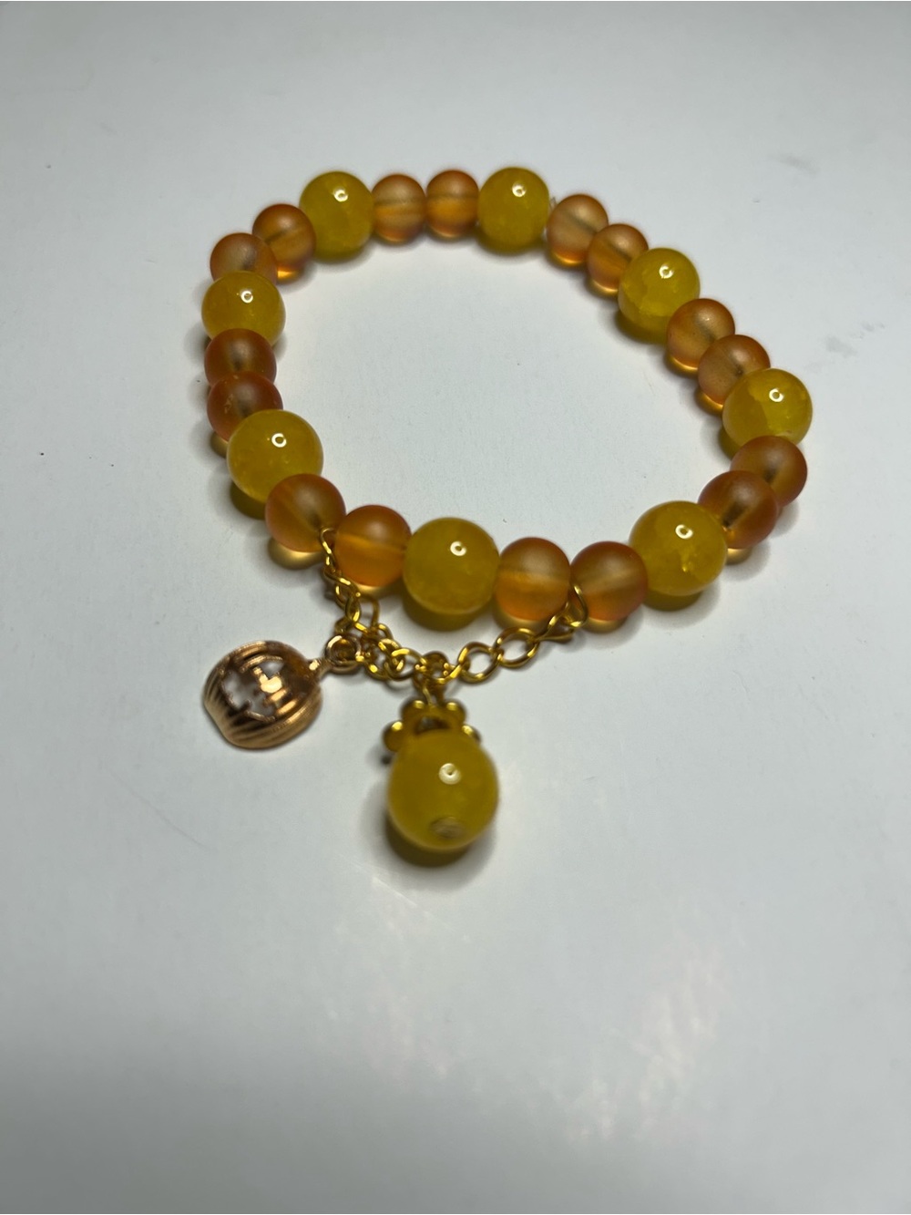 Yellow Beaded Charm Bracelet - Women Jewelry